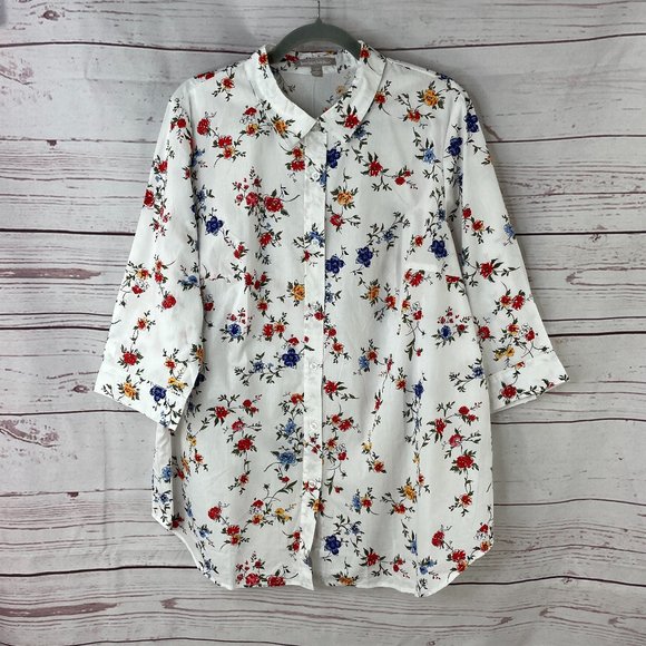 Woman Within Printed Three-Quarter Sleeve Shirt - Picture 2 of 11